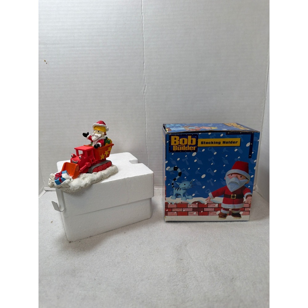 RARE 2001 NIB VTG Bob the Builder Stocking Holder Red Scoop Santa Christmas Muck